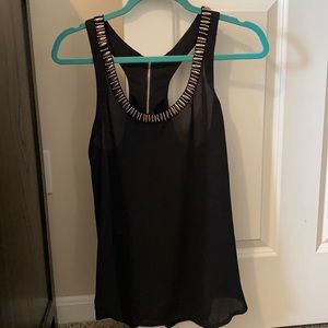Express Tank Top with Beaded Neck (medium, black)